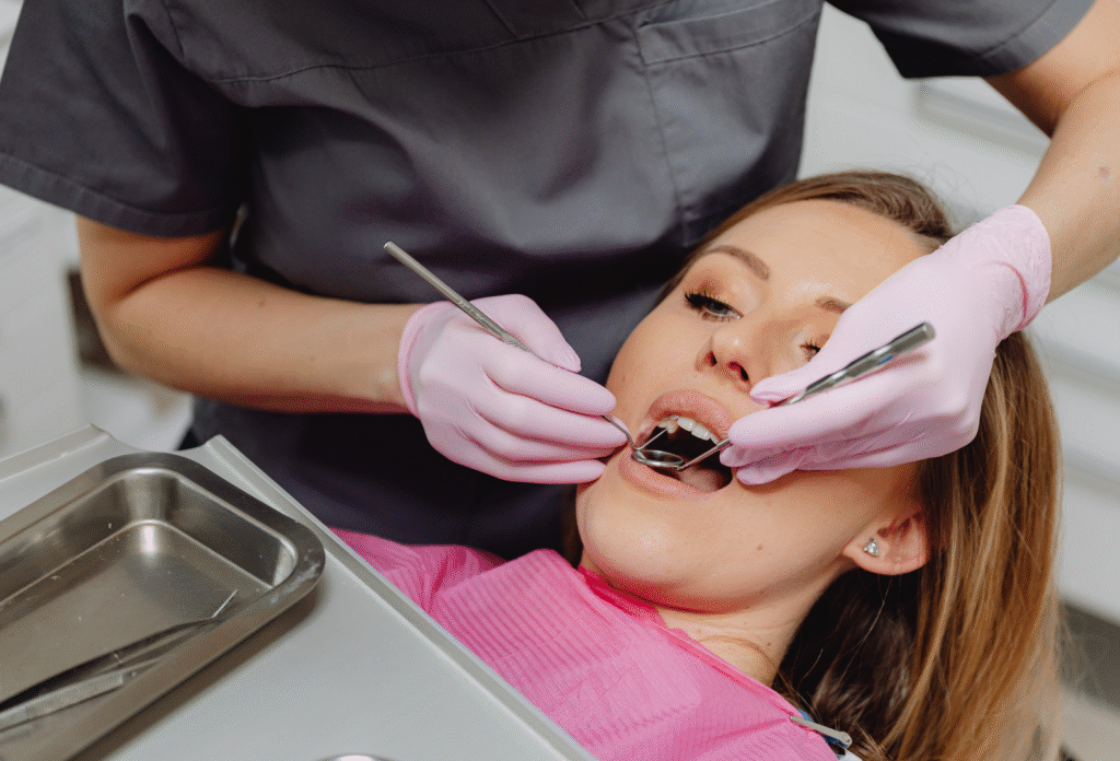 Dentist treating a patient at Dream Smilez Dental Clinic